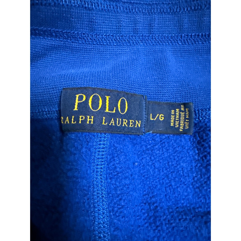 Polo Ralph Lauren Mens Blue Fleece Jogger Sweatpants Orange Pony Size Large - Picture 3 of 7